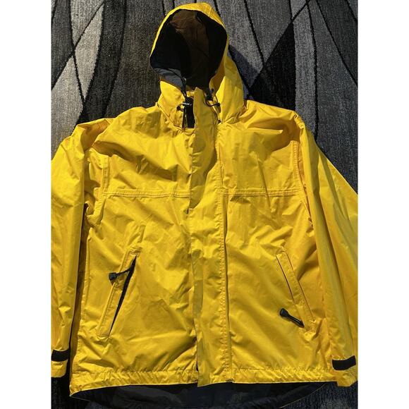 AGAINST THE ELEMENTS Waterproof Hooded RAIN JACKET Medium marine men's wind - Picture 1 of 5